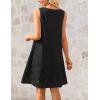 MEROKEETY Women’s Summer Boho Mini Dress 2026 Sleeveless Eyelet Embroidered Floral Flowy A Line Beach Vacation Short Dresses(Black)