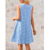 MEROKEETY Women’s Summer Boho Mini Dress 2026 Sleeveless Eyelet Embroidered Floral Flowy A Line Beach Vacation Short Dresses(Blue)