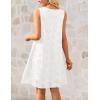 MEROKEETY Women’s Summer Boho Mini Dress 2026 Sleeveless Eyelet Embroidered Floral Flowy A Line Beach Vacation Short Dresses(White)