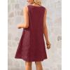 MEROKEETY Women’s Summer Boho Mini Dress 2026 Sleeveless Eyelet Embroidered Floral Flowy A Line Beach Vacation Short Dresses(Wine)