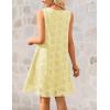 MEROKEETY Women’s Summer Boho Mini Dress 2026 Sleeveless Eyelet Embroidered Floral Flowy A Line Beach Vacation Short Dresses(Yellow)