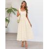 MEROKEETY Women’s Summer Midi Dress 2026 Elegant Square Neck Sleeveless Flowy A Line Casual Beach Vacation Sundress(Apricot)