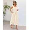 MEROKEETY Women’s Summer Midi Dress 2026 Elegant Square Neck Sleeveless Flowy A Line Casual Beach Vacation Sundress(Apricot)