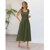 MEROKEETY Women’s Summer Midi Dress 2026 Elegant Square Neck Sleeveless Flowy A Line Casual Beach Vacation Sundress(Armygreen)