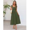 MEROKEETY Women’s Summer Midi Dress 2026 Elegant Square Neck Sleeveless Flowy A Line Casual Beach Vacation Sundress(Armygreen)