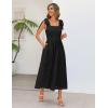 MEROKEETY Women’s Summer Midi Dress 2026 Elegant Square Neck Sleeveless Flowy A Line Casual Beach Vacation Sundress(Black)