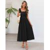 MEROKEETY Women’s Summer Midi Dress 2026 Elegant Square Neck Sleeveless Flowy A Line Casual Beach Vacation Sundress(Black)