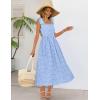 MEROKEETY Women’s Summer Midi Dress 2026 Elegant Square Neck Sleeveless Flowy A Line Casual Beach Vacation Sundress(Blue)