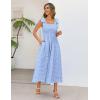 MEROKEETY Women’s Summer Midi Dress 2026 Elegant Square Neck Sleeveless Flowy A Line Casual Beach Vacation Sundress(Blue)