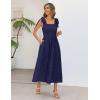 MEROKEETY Women’s Summer Midi Dress 2026 Elegant Square Neck Sleeveless Flowy A Line Casual Beach Vacation Sundress(Navy)
