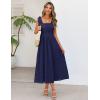 MEROKEETY Women’s Summer Midi Dress 2026 Elegant Square Neck Sleeveless Flowy A Line Casual Beach Vacation Sundress(Navy)
