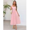 MEROKEETY Women’s Summer Midi Dress 2026 Elegant Square Neck Sleeveless Flowy A Line Casual Beach Vacation Sundress(Pink)