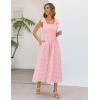 MEROKEETY Women’s Summer Midi Dress 2026 Elegant Square Neck Sleeveless Flowy A Line Casual Beach Vacation Sundress(Pink)