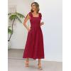 MEROKEETY Women’s Summer Midi Dress 2026 Elegant Square Neck Sleeveless Flowy A Line Casual Beach Vacation Sundress(Red)