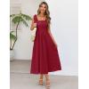 MEROKEETY Women’s Summer Midi Dress 2026 Elegant Square Neck Sleeveless Flowy A Line Casual Beach Vacation Sundress(Red)