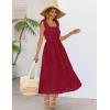 MEROKEETY Women’s Summer Midi Dress 2026 Elegant Square Neck Sleeveless Flowy A Line Casual Beach Vacation Sundress(Red)