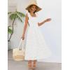 MEROKEETY Women’s Summer Midi Dress 2026 Elegant Square Neck Sleeveless Flowy A Line Casual Beach Vacation Sundress(White)