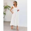 MEROKEETY Women’s Summer Midi Dress 2026 Elegant Square Neck Sleeveless Flowy A Line Casual Beach Vacation Sundress(White)