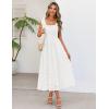 MEROKEETY Women’s Summer Midi Dress 2026 Elegant Square Neck Sleeveless Flowy A Line Casual Beach Vacation Sundress(White)