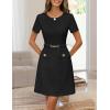 MEROKEETY Women’s Summer Short Sleeve Mini Dress 2026 Spring Elegant Business A Line Bodycon Work Graduation Short Dress(Black)