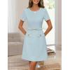 MEROKEETY Women’s Summer Short Sleeve Mini Dress 2026 Spring Elegant Business A Line Bodycon Work Graduation Short Dress(Blue)