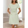 MEROKEETY Women’s Summer Short Sleeve Mini Dress 2026 Spring Elegant Business A Line Bodycon Work Graduation Short Dress(Lightgreen)