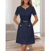 MEROKEETY Women’s Summer Short Sleeve Mini Dress 2026 Spring Elegant Business A Line Bodycon Work Graduation Short Dress(Navy)