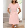 MEROKEETY Women’s Summer Short Sleeve Mini Dress 2026 Spring Elegant Business A Line Bodycon Work Graduation Short Dress(Pink)