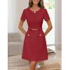 MEROKEETY Women’s Summer Short Sleeve Mini Dress 2026 Spring Elegant Business A Line Bodycon Work Graduation Short Dress(Wine)