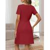 MEROKEETY Women’s Summer Short Sleeve Mini Dress 2026 Spring Elegant Business A Line Bodycon Work Graduation Short Dress(Wine)