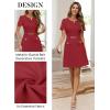 MEROKEETY Women’s Summer Short Sleeve Mini Dress 2026 Spring Elegant Business A Line Bodycon Work Graduation Short Dress(Wine)
