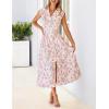MEROKEETY Women’s Summer Sleeveless Floral Maxi Dress 2026 Boho Casual Flowy Zipper V Neck Split Beach Dresses(Apricot)
