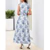 MEROKEETY Women’s Summer Sleeveless Floral Maxi Dress 2026 Boho Casual Flowy Zipper V Neck Split Beach Dresses(Blue)