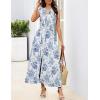 MEROKEETY Women’s Summer Sleeveless Floral Maxi Dress 2026 Boho Casual Flowy Zipper V Neck Split Beach Dresses(Blue)