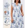 MEROKEETY Women’s Summer Sleeveless Floral Maxi Dress 2026 Boho Casual Flowy Zipper V Neck Split Beach Dresses(Blue)