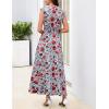 MEROKEETY Women’s Summer Sleeveless Floral Maxi Dress 2026 Boho Casual Flowy Zipper V Neck Split Beach Dresses(Bluered)
