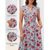 MEROKEETY Women’s Summer Sleeveless Floral Maxi Dress 2026 Boho Casual Flowy Zipper V Neck Split Beach Dresses(Bluered)