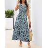 MEROKEETY Women’s Summer Sleeveless Floral Maxi Dress 2026 Boho Casual Flowy Zipper V Neck Split Beach Dresses(Dustyblue)