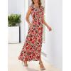 MEROKEETY Women’s Summer Sleeveless Floral Maxi Dress 2026 Boho Casual Flowy Zipper V Neck Split Beach Dresses(Dustypink)