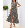 MEROKEETY Women’s Summer Sleeveless Floral Maxi Dress 2026 Boho Casual Flowy Zipper V Neck Split Beach Dresses(Leopard)