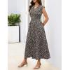 MEROKEETY Women’s Summer Sleeveless Floral Maxi Dress 2026 Boho Casual Flowy Zipper V Neck Split Beach Dresses(Leopard)