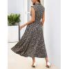 MEROKEETY Women’s Summer Sleeveless Floral Maxi Dress 2026 Boho Casual Flowy Zipper V Neck Split Beach Dresses(Leopard)