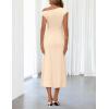 MEROKEETY Women’s Wedding Guest One Shoulder Dresses 2026 Summer Formal Elegant Cocktail Party Midi Dress(Apricot)