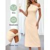 MEROKEETY Women’s Wedding Guest One Shoulder Dresses 2026 Summer Formal Elegant Cocktail Party Midi Dress(Apricot)