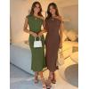 MEROKEETY Women’s Wedding Guest One Shoulder Dresses 2026 Summer Formal Elegant Cocktail Party Midi Dress(Army Green)