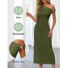 MEROKEETY Women’s Wedding Guest One Shoulder Dresses 2026 Summer Formal Elegant Cocktail Party Midi Dress(Army Green)