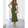 MEROKEETY Women’s Wedding Guest One Shoulder Dresses 2026 Summer Formal Elegant Cocktail Party Midi Dress(Army Green)