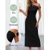 MEROKEETY Women’s Wedding Guest One Shoulder Dresses 2026 Summer Formal Elegant Cocktail Party Midi Dress(Black)