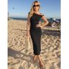 MEROKEETY Women’s Wedding Guest One Shoulder Dresses 2026 Summer Formal Elegant Cocktail Party Midi Dress(Black)
