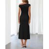 MEROKEETY Women’s Wedding Guest One Shoulder Dresses 2026 Summer Formal Elegant Cocktail Party Midi Dress(Black)